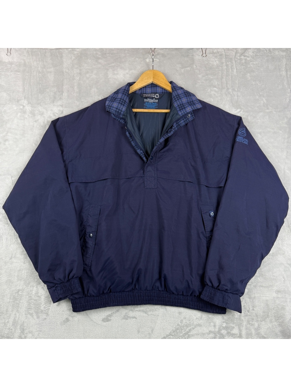 VTG Sunderland of Scotland Men XL Weatherbeater Jacket Plaid Trim 90s UK Made